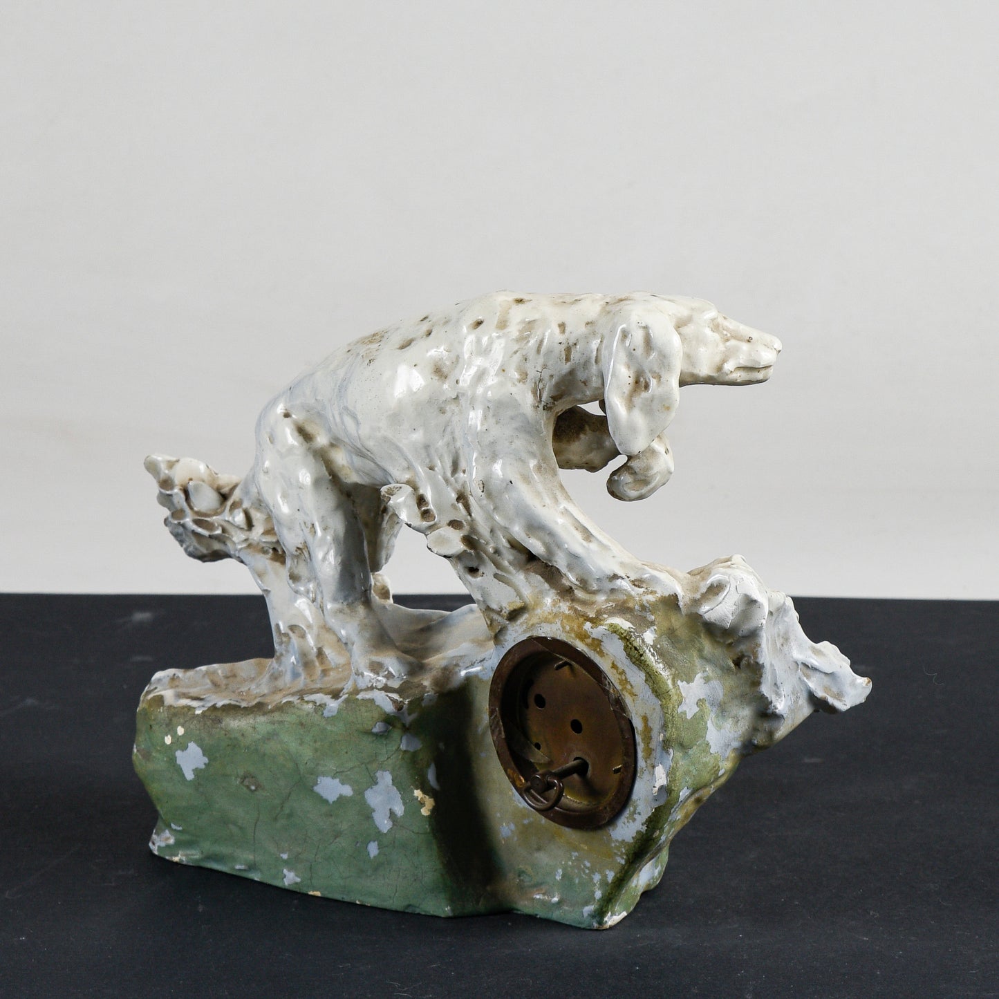 Statua cane in ceramica  art decò  con orologio Italia primo 1900