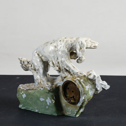 Statua cane in ceramica  art decò  con orologio Italia primo 1900