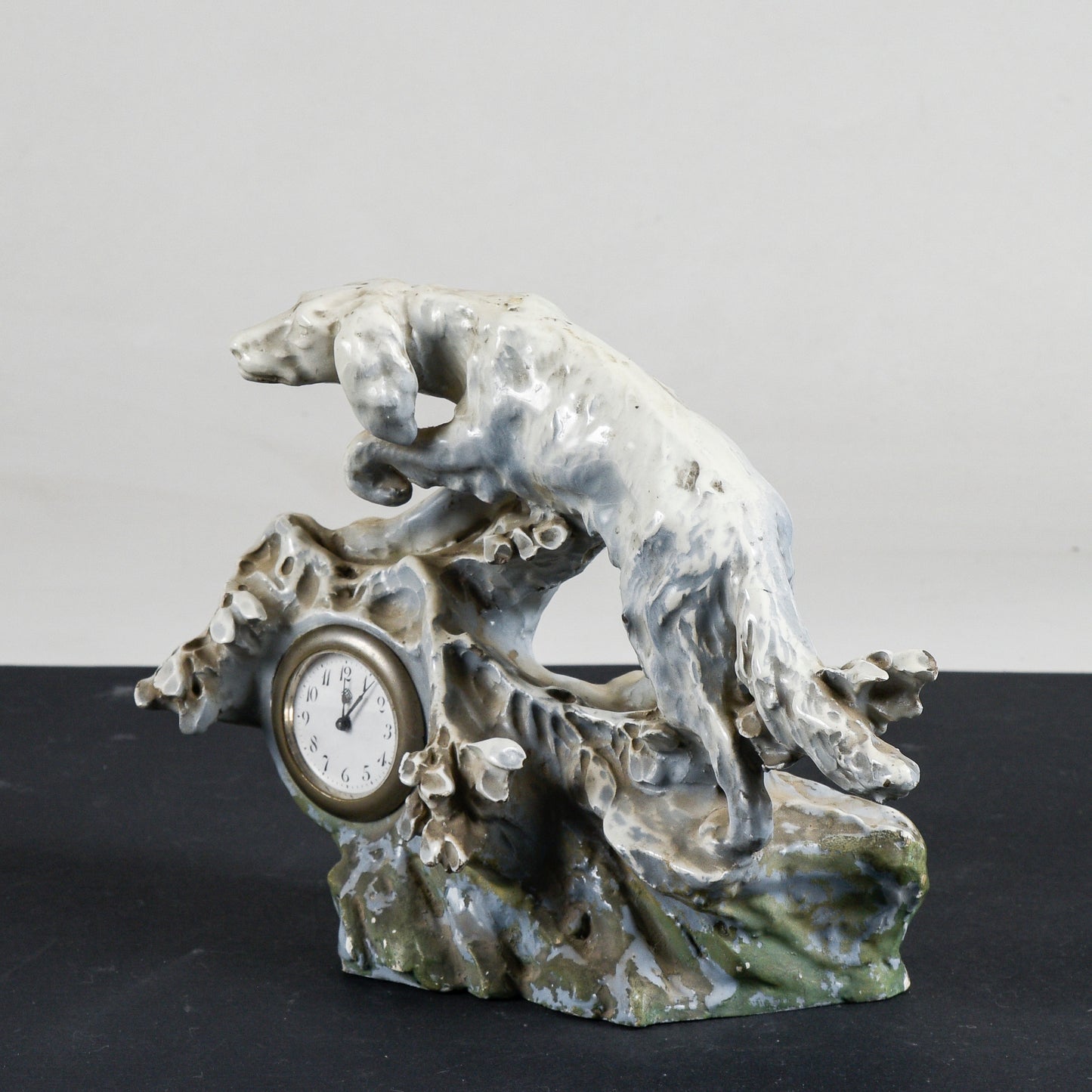 Statua cane in ceramica  art decò  con orologio Italia primo 1900