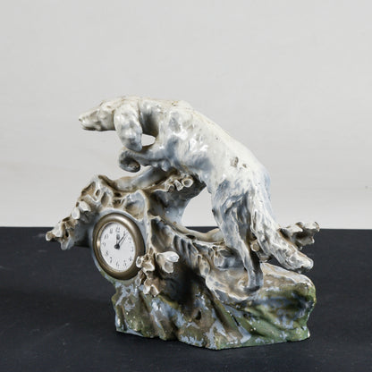 Statua cane in ceramica  art decò  con orologio Italia primo 1900