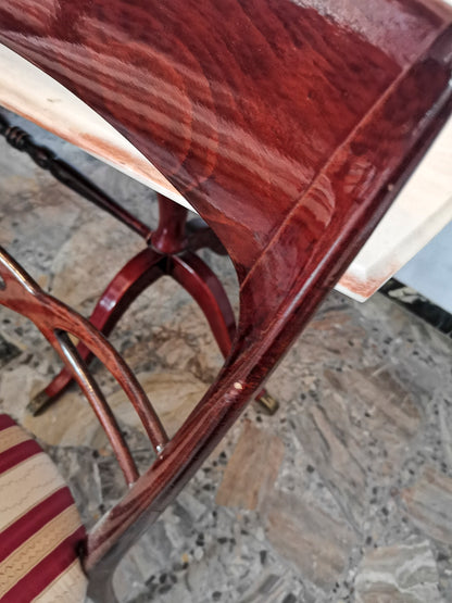 set 6 sedie sedia tessuto bianco panna rosso bordeau legno vintage ben tenute  1960