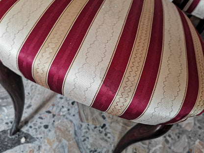 set 6 sedie sedia tessuto bianco panna rosso bordeau legno vintage ben tenute  1960