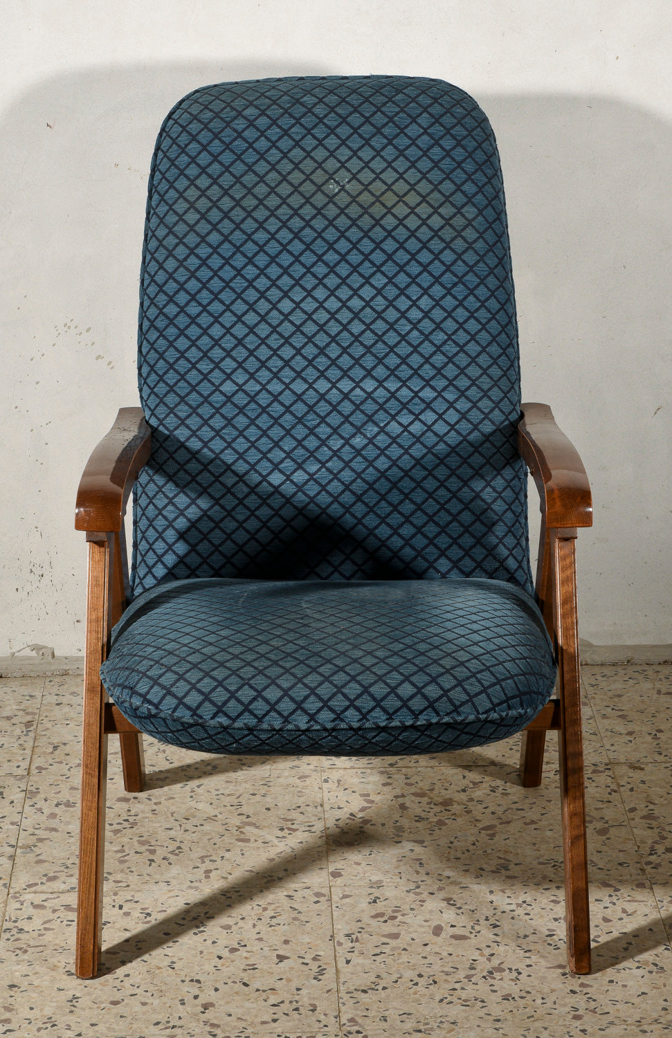 Poltrona ribaltabile schienale mobile in tessuto Italia 1980