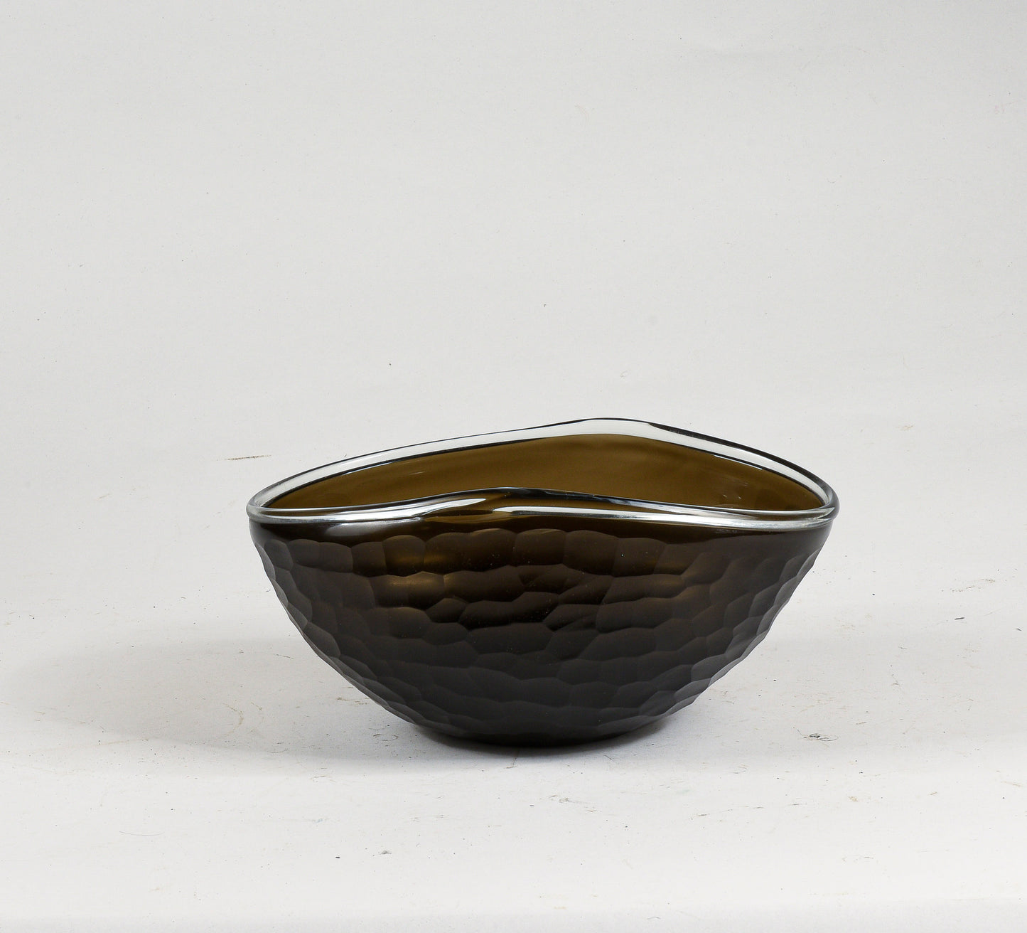 Vaso ciotola nero in vetro murano smerigliato ad alveare Murano design 1960