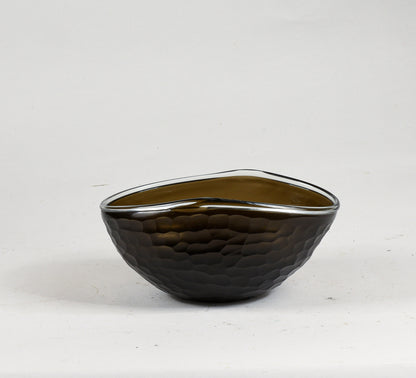 Vaso ciotola nero in vetro murano smerigliato ad alveare Murano design 1960
