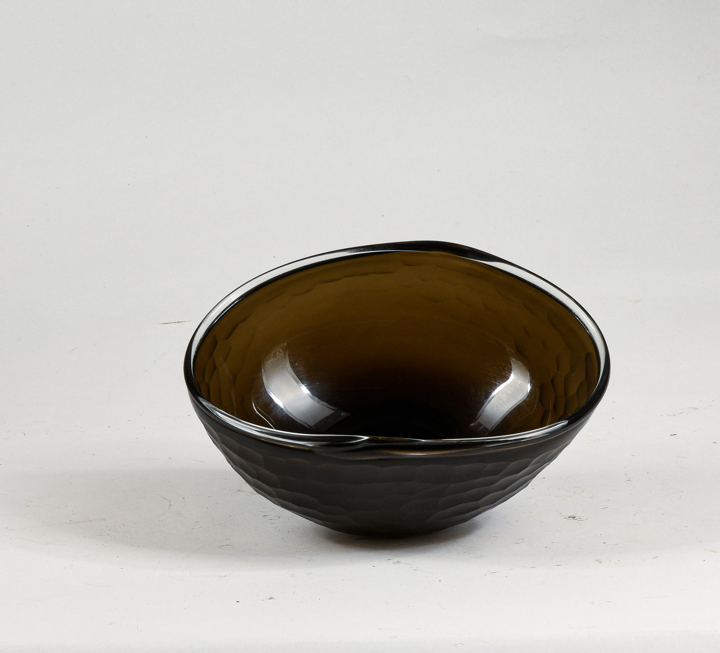 Vaso ciotola nero in vetro murano smerigliato ad alveare Murano design 1960
