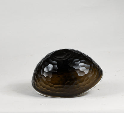 Vaso ciotola nero in vetro murano smerigliato ad alveare Murano design 1960