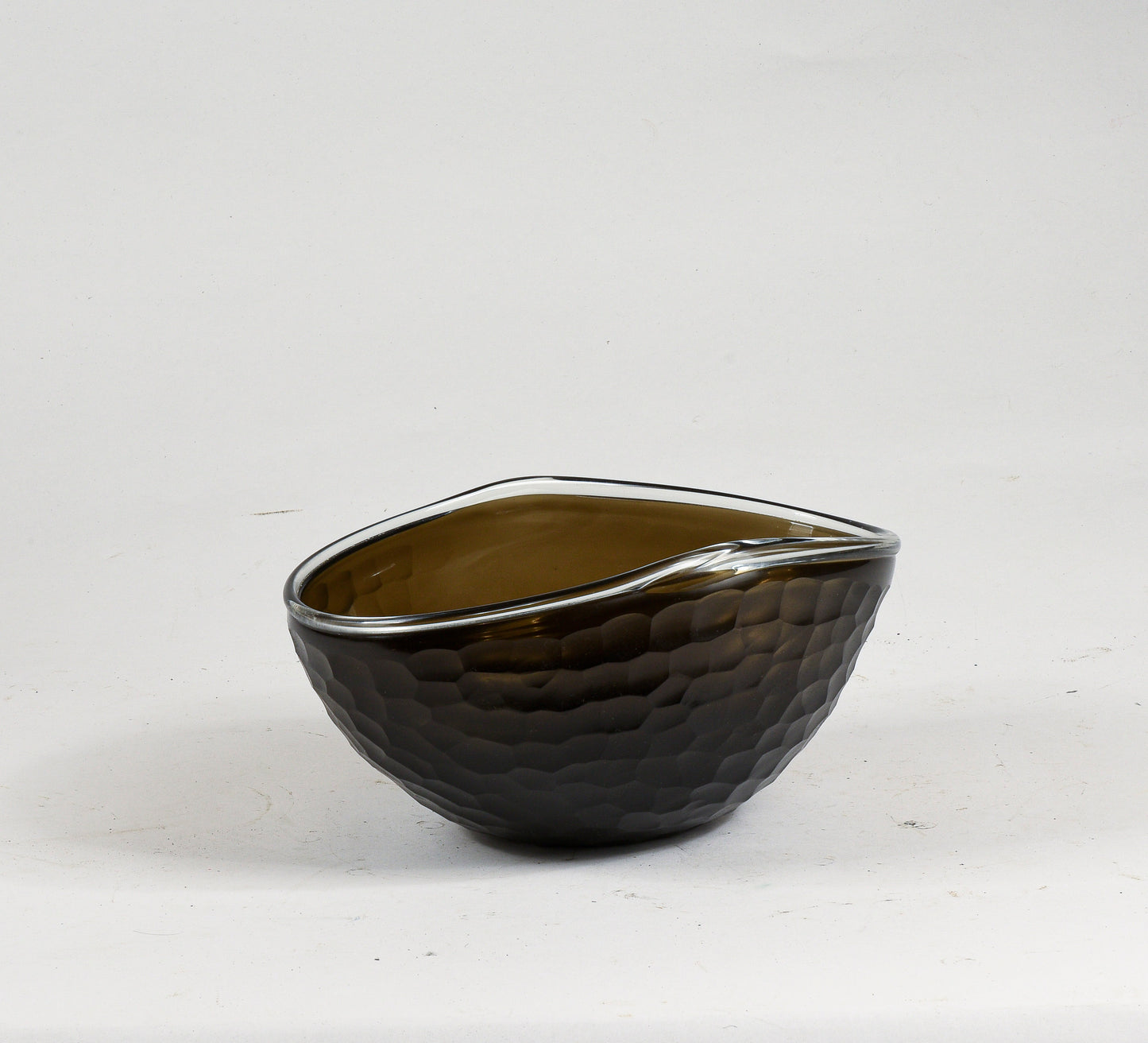 Vaso ciotola nero in vetro murano smerigliato ad alveare Murano design 1960