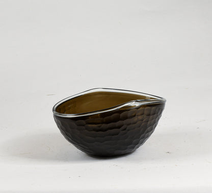 Vaso ciotola nero in vetro murano smerigliato ad alveare Murano design 1960