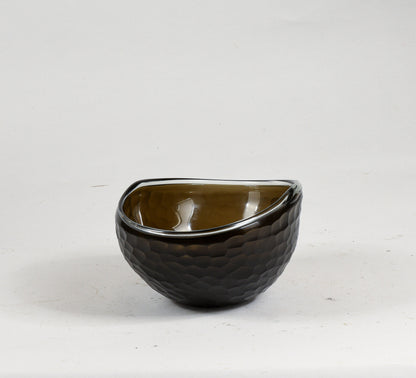 Vaso ciotola nero in vetro murano smerigliato ad alveare Murano design 1960