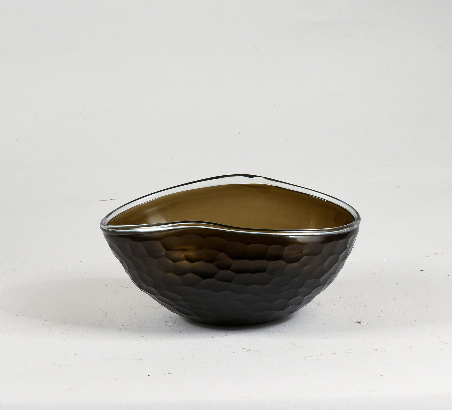 Vaso ciotola nero in vetro murano smerigliato ad alveare Murano design 1960