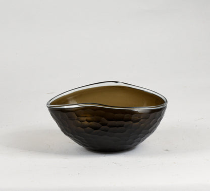 Vaso ciotola nero in vetro murano smerigliato ad alveare Murano design 1960