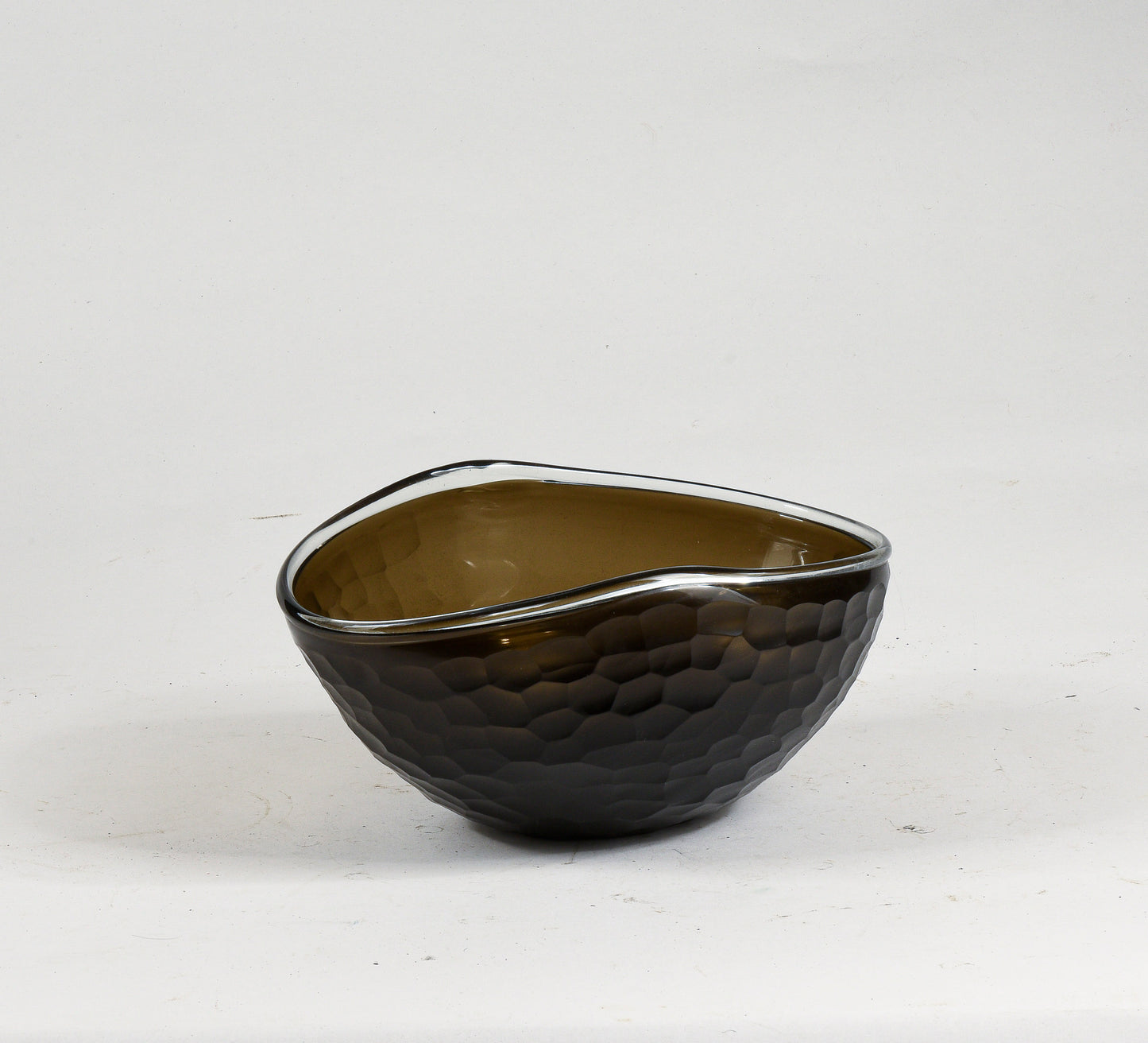 Vaso ciotola nero in vetro murano smerigliato ad alveare Murano design 1960