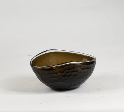 Vaso ciotola nero in vetro murano smerigliato ad alveare Murano design 1960