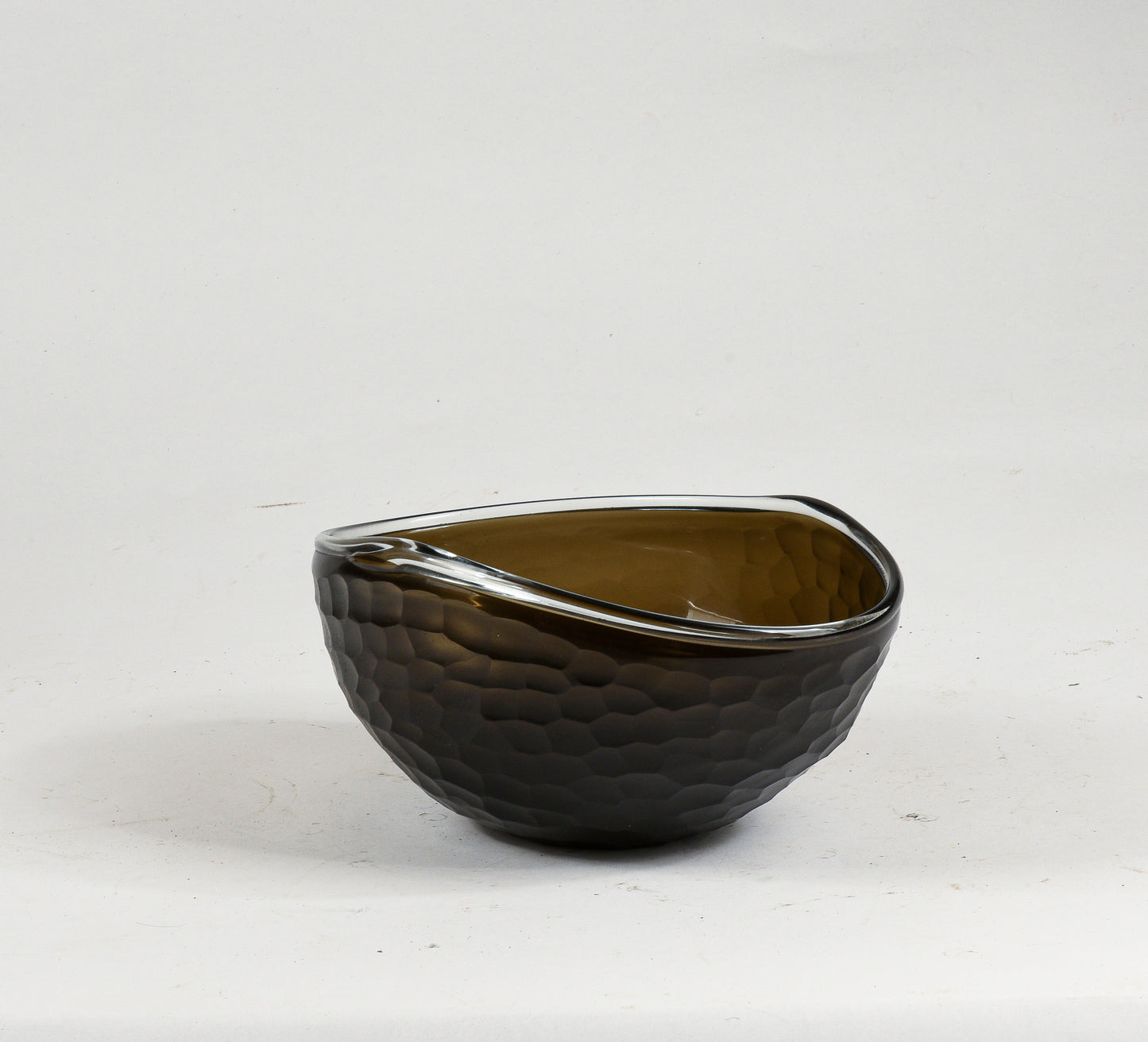 Vaso ciotola nero in vetro murano smerigliato ad alveare Murano design 1960