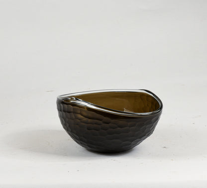 Vaso ciotola nero in vetro murano smerigliato ad alveare Murano design 1960