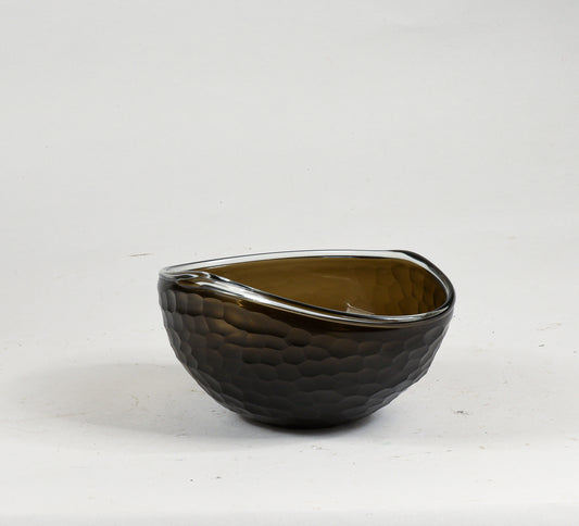 Vaso ciotola nero in vetro murano smerigliato ad alveare Murano design 1960