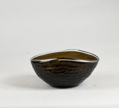 Vaso ciotola nero in vetro murano smerigliato ad alveare Murano design 1960