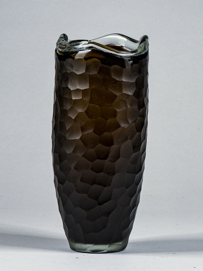 Vaso  vetro murano  nero smerigliato ad alveare nido d'ape design Italia 1960