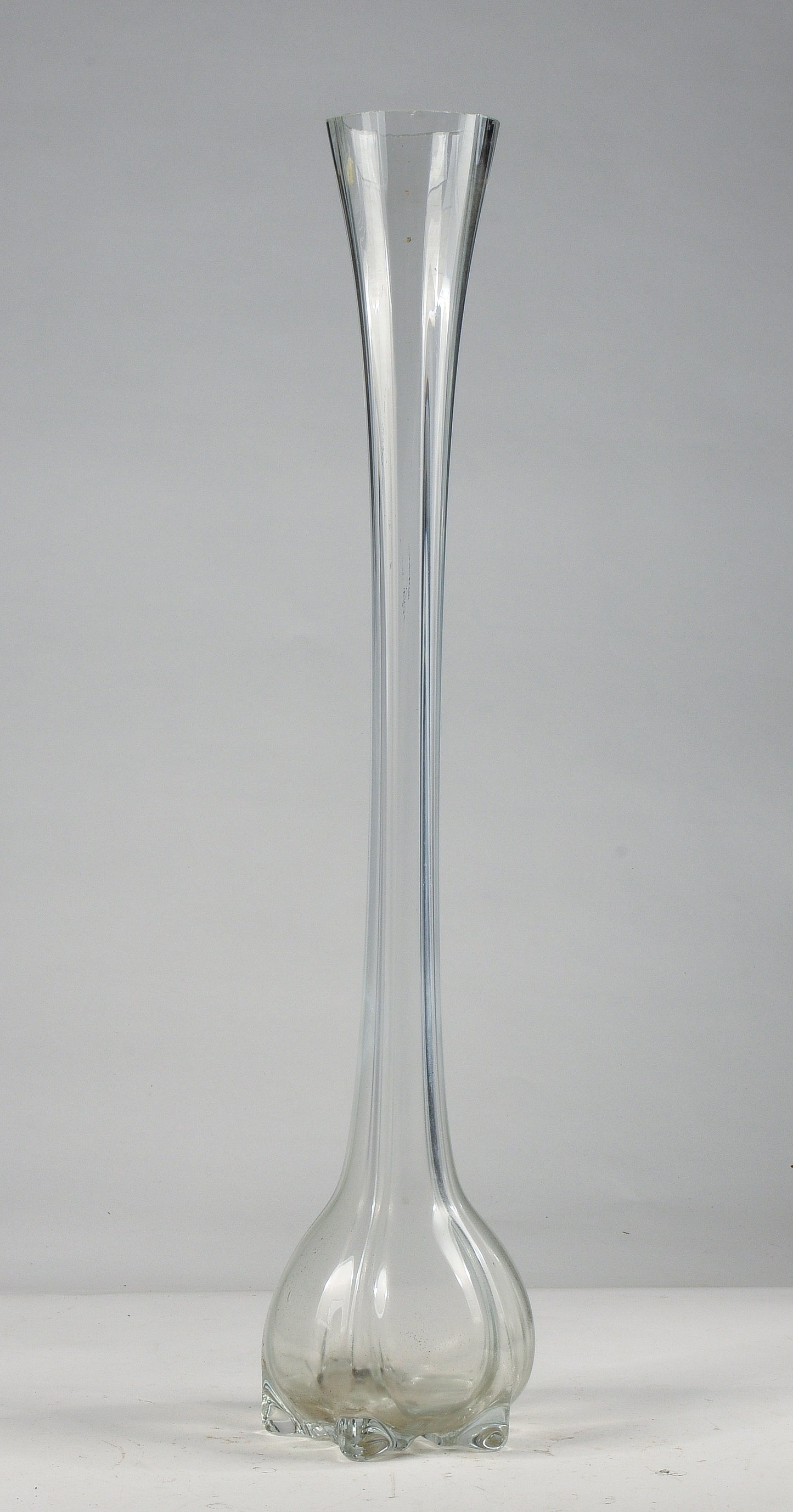 Vaso alto 70 cm  vetro smussato e cilindrico con logo Lazzar e c Vetrelco Italia 1960