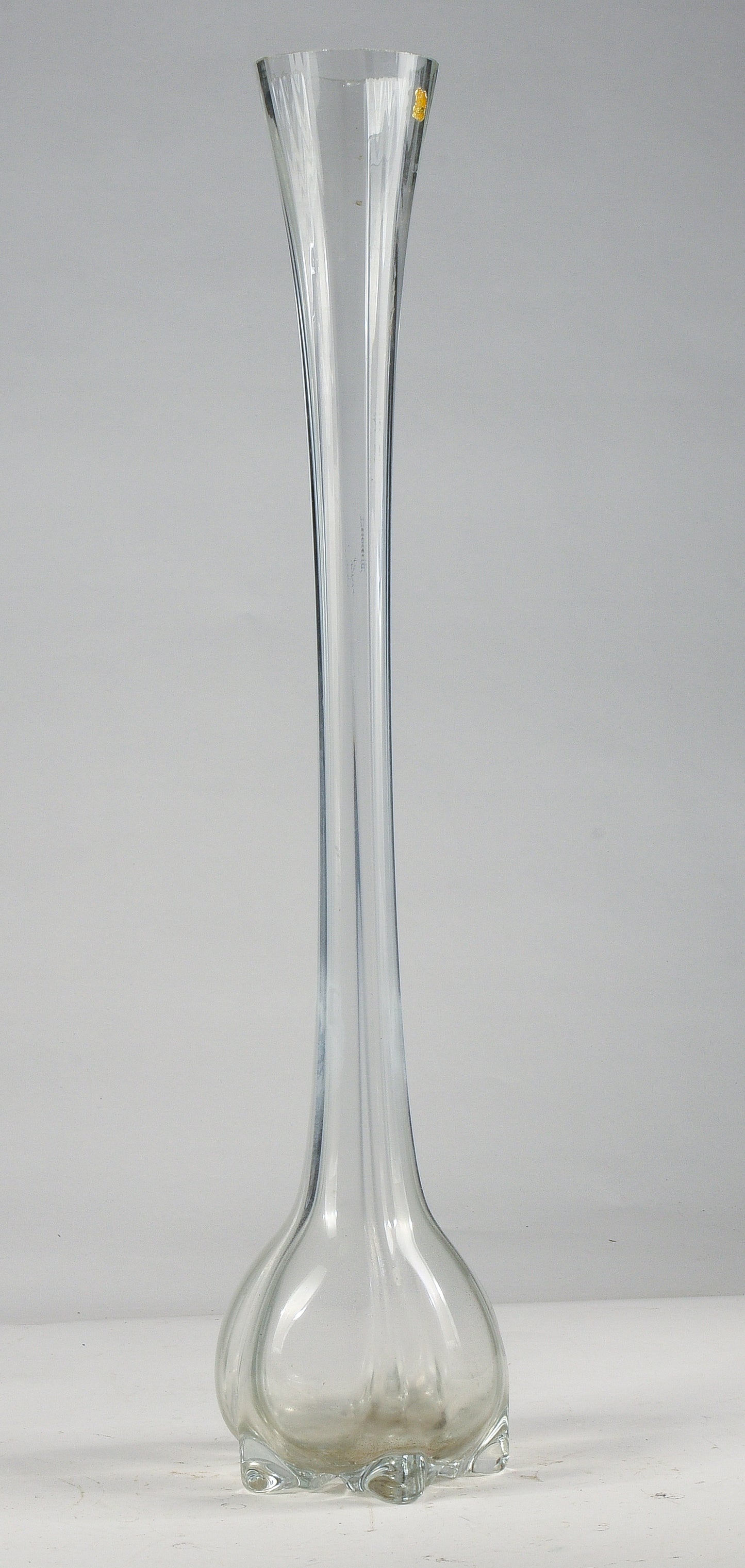 Vaso alto 70 cm  vetro smussato e cilindrico con logo Lazzar e c Vetrelco Italia 1960