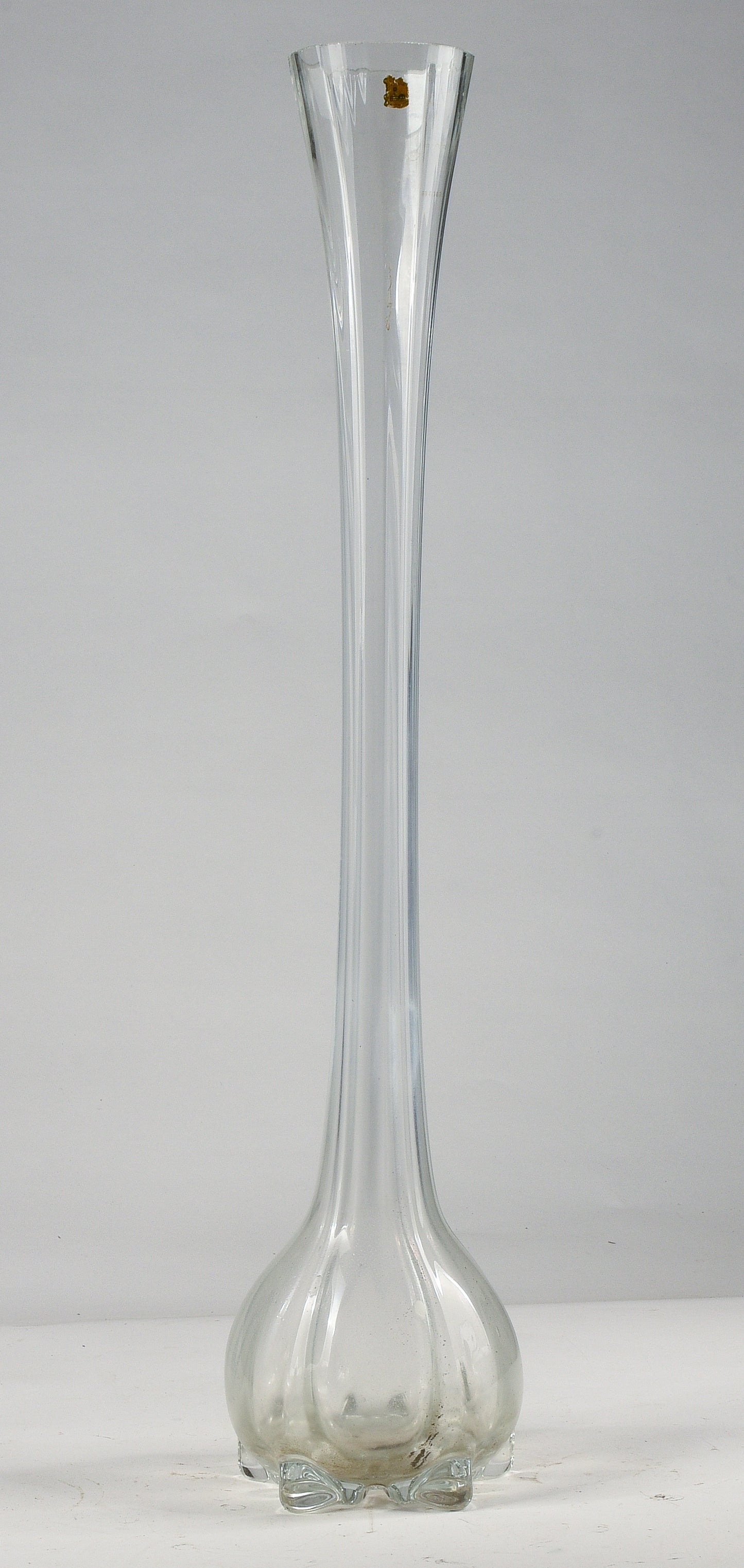 Vaso alto 70 cm  vetro smussato e cilindrico con logo Lazzar e c Vetrelco Italia 1960