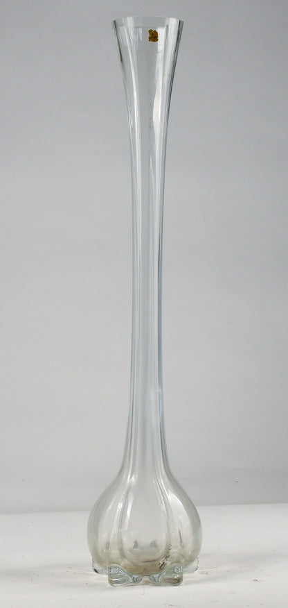 Vaso alto 70 cm  vetro smussato e cilindrico con logo Lazzar e c Vetrelco Italia 1960