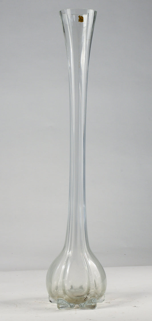 Vaso alto 70 cm  vetro smussato e cilindrico con logo Lazzar e c Vetrelco Italia 1960