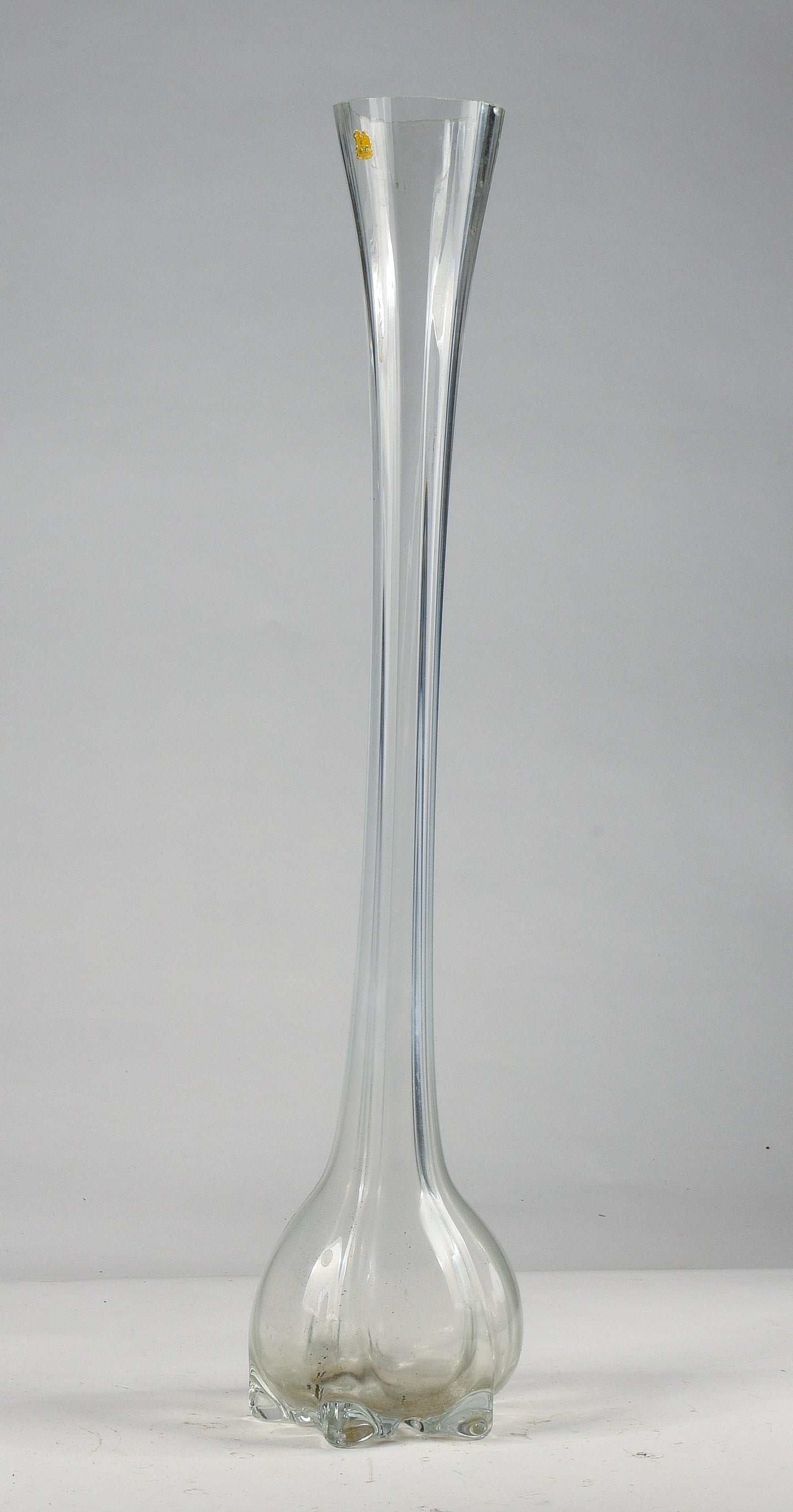 Vaso alto 70 cm  vetro smussato e cilindrico con logo Lazzar e c Vetrelco Italia 1960