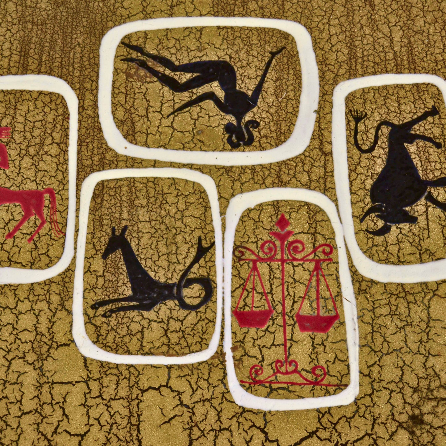 Tavolino Da Caffè Segni Zodiacali Attribuito A Vigna Nuova Firenze Anni 60