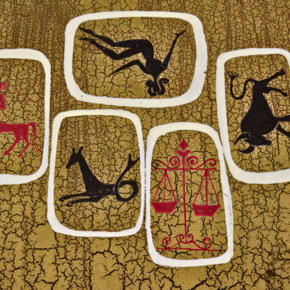 Tavolino Da Caffè Segni Zodiacali Attribuito A Vigna Nuova Firenze Anni 60