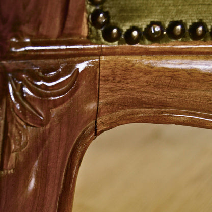 Coppia Di Poltrone Capitone In Legno Intagliato E Velluto Stile Luigi Filippo Fine 800