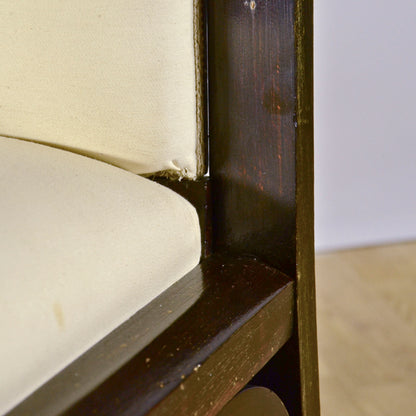 Poltrona Art Deco Struttura In Massello Nero E Seduta E Schienale Imbottito Anni 30