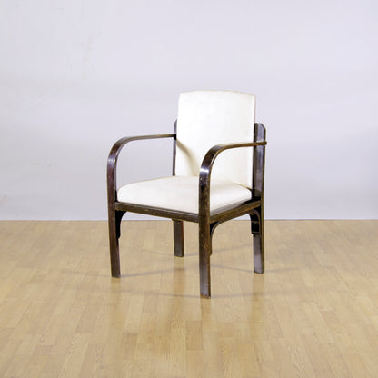 Poltrona Art Deco Struttura In Massello Nero E Seduta E Schienale Imbottito Anni 30