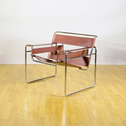 Poltrona Wassily Modell B3 Pelle Cognac M. Breuer X Knoll Anni 40