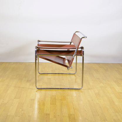 Poltrona Wassily Modell B3 Pelle Cognac M. Breuer X Knoll Anni 40