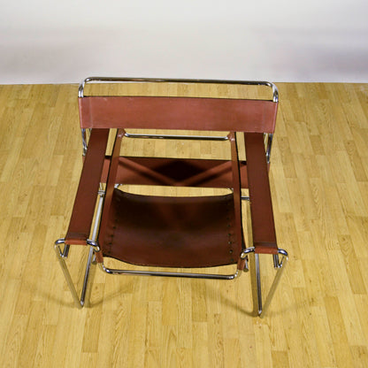 Poltrona Wassily Modell B3 Pelle Cognac M. Breuer X Knoll Anni 40