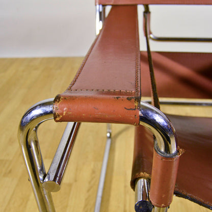 Poltrona Wassily Modell B3 Pelle Cognac M. Breuer X Knoll Anni 40