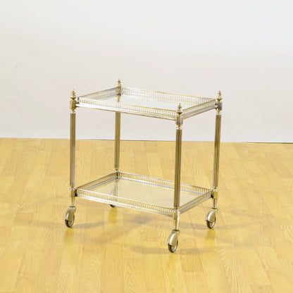 Set 3 Tavolini Da Servizio Stile Luigi XVI Metallo E Vetro Fine 800