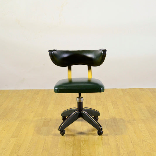 Sedia Girevole Da Ufficio Mid Century Completamente In Vinilpelle Anni 60