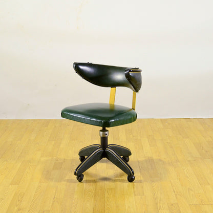 Sedia Girevole Da Ufficio Mid Century Completamente In Vinilpelle Anni 60