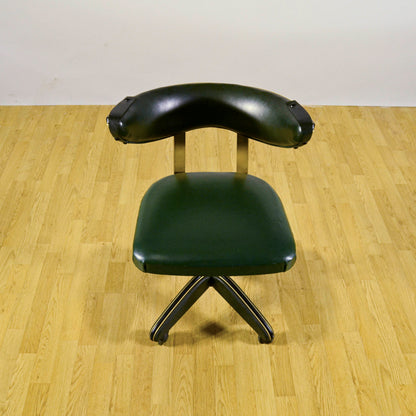 Sedia Girevole Da Ufficio Mid Century Completamente In Vinilpelle Anni 60