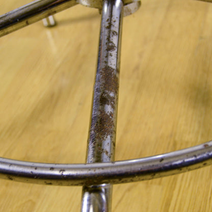 Sgabello Girevole Cromato Da Geometra Regolabile Anni 60