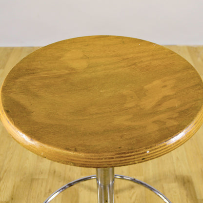 Sgabello Girevole Cromato Da Geometra Regolabile Anni 60