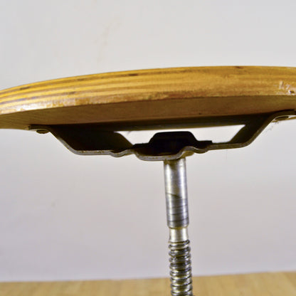 Sgabello Girevole Cromato Da Geometra Regolabile Anni 60