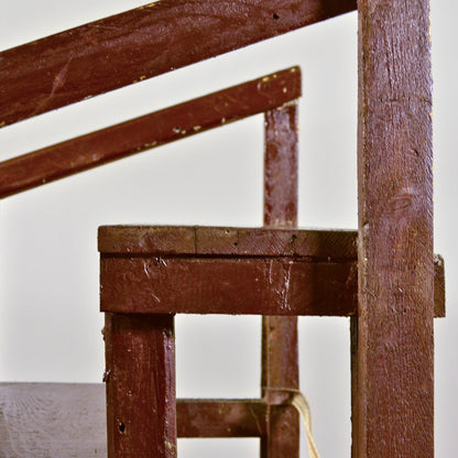 Scalandrino Antico In Legno Riverniciato Da Biblioteca Fine 800