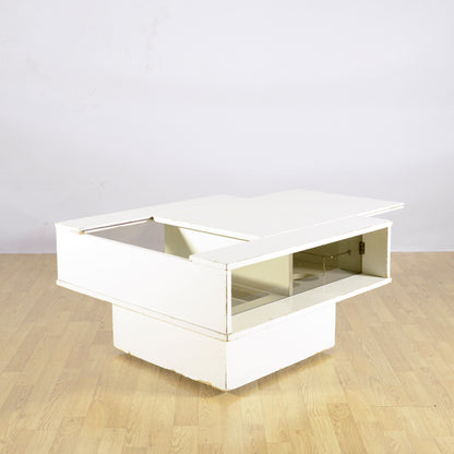 Mobiletto Bar Di Design Quadrato Con Apertura Scorrevole Centrale Anni 70