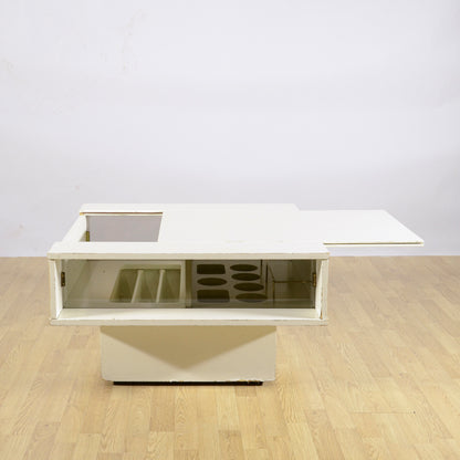 Mobiletto Bar Di Design Quadrato Con Apertura Scorrevole Centrale Anni 70