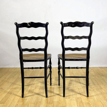 Coppia Di Sedie Rustiche Ladder-Back