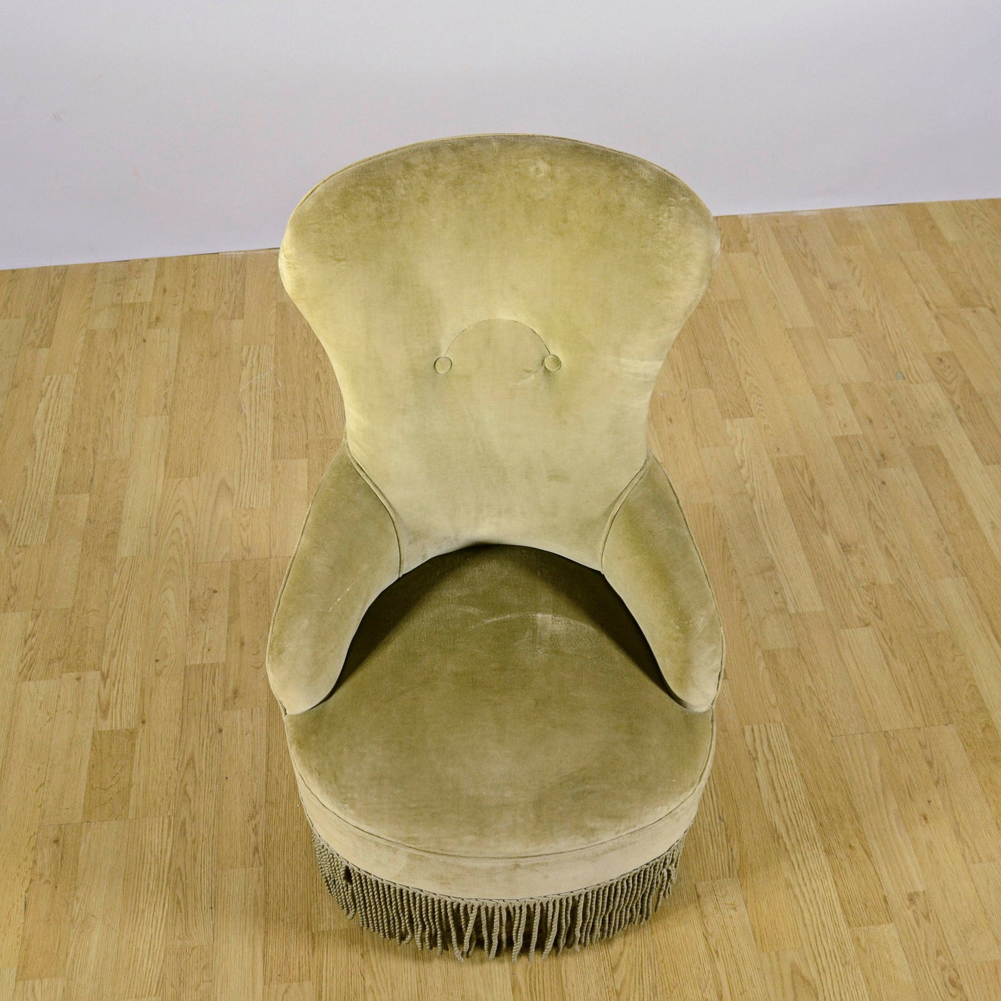 Coppia Poltroncine Danesi In Velluto E Gonne A Frange Anni 50